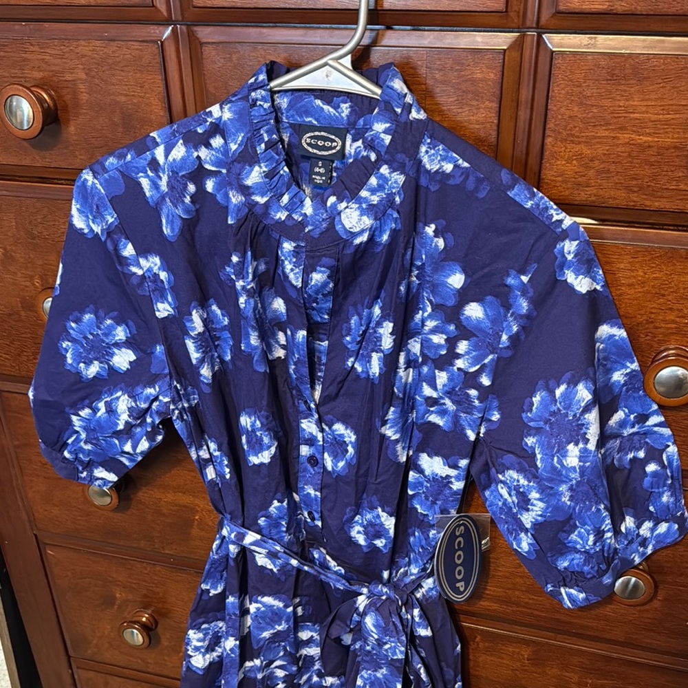 Scoop NYC Blue Floral Dress